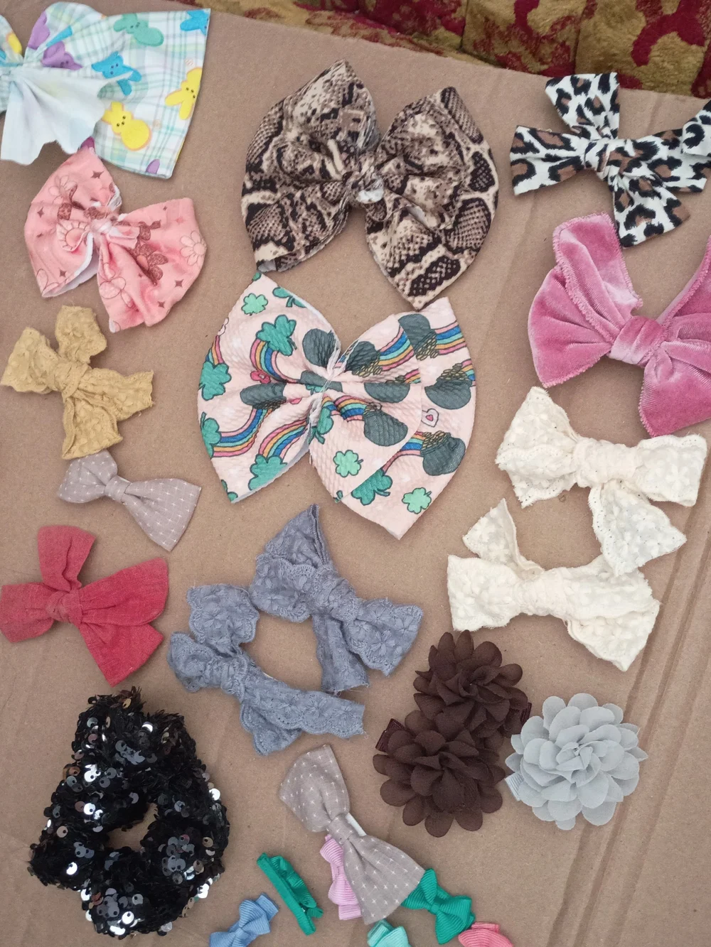 Kids Multi-Style Hair Bow and Scrunchie Set - Pink, Black, Blue, Gray, Cream